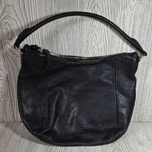J. Crew Soft Black Pebbled Leather Shoulder Bag Purse